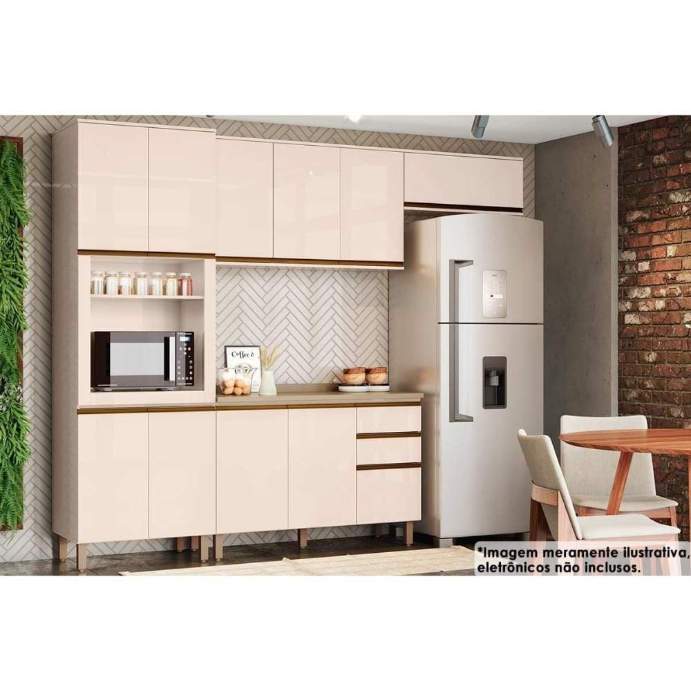 Cozinha Modulada Henn Connect 5 Peças (2Aéreos+1Balcão+1Paneleiro+1Complemento) C5P69 Off White-Henn