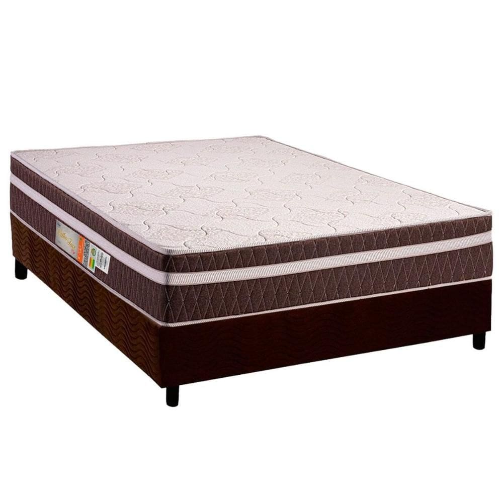 Cama Box Viúva: Colchão Ortopédico Polar D28 Orthoface Vip Brown + Base CRC Suede Brown (128x188)