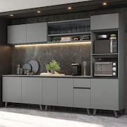 Armário de Cozinha Completa 300cm Cinza Nice Madesa 01 XV