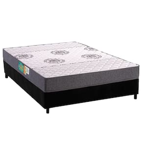Cama Box Viúva: Colchão Espuma D45 Polar Pérola Grey + Base CRC Suede Black (128x188)