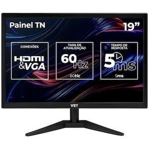 Monitor LED 19, VST 60Hz, 19 Polegadas, HD, 5ms, HDMI/VGA, VST-VST19-BL01