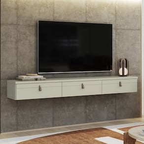 Rack Suspenso Line P/ Tvs até 65 Polegadas 180cm 2 Portas Off White Bege - Olivar Móveis