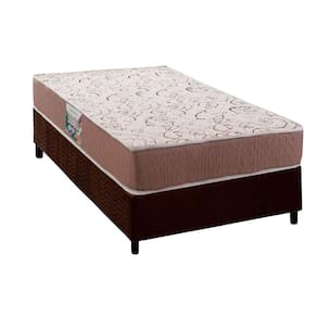 Cama Box Solteiro: Colchão Ortopédico Herval Compact AG 65 / Durabilli Bordado Double Side + Base CRC Suede Brown (78x188)