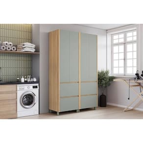 Multiuso Lavanderia Rainha c/ 4 Portas e 4 Gavetas 140cm Nature/Verde - Nesher