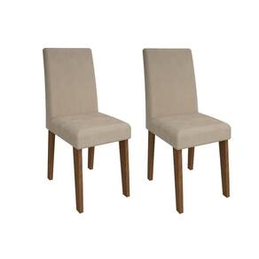 Kit 2 Cadeiras Sala Jantar Milena 2 Un Savana-Nature/Suede Nude Bege - Cimol