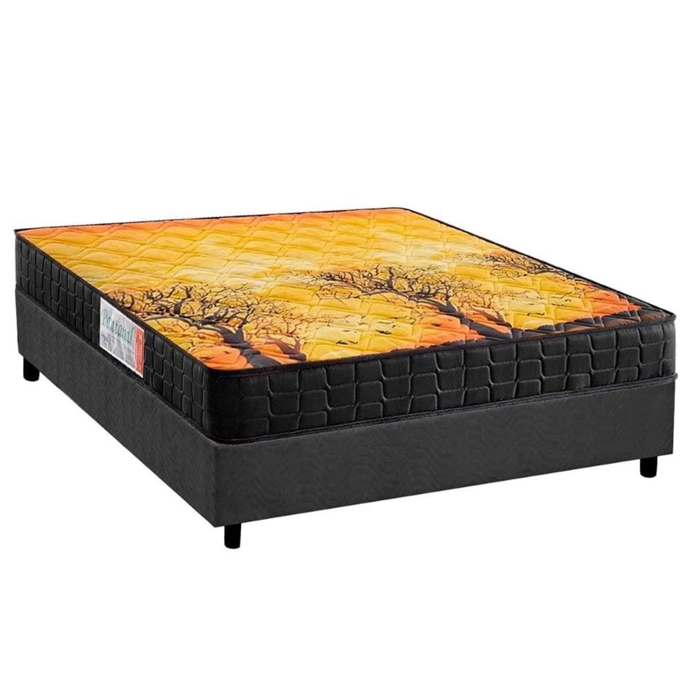 Cama Box Viúva: Colchão Ortopédico D Angelis Anjos Compact AG 65 / D28 / Pantanal Black + Base CRC Suede Black (128x188)