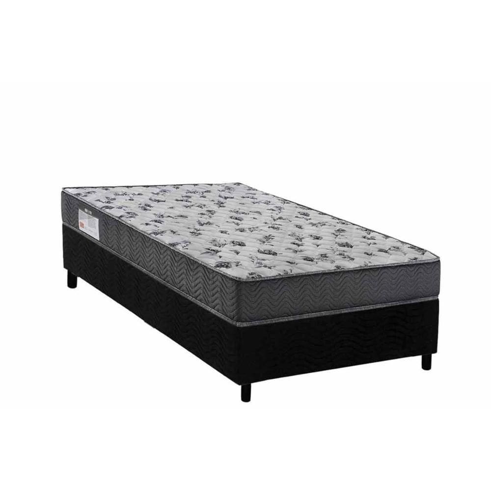 Cama Box Solteiro: Colchão Ortopédico Ortobom D33 Anatômico ISO 100 Ultra Firme + Base CRC Suede Black (78x188)