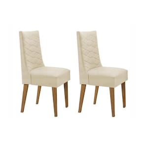 Kit 2 Cadeiras Sala Jantar Dafne 2 Un Madeira Capuccino/Suede Creme - Rufato