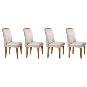 Kit 4 Cadeiras Sala Jantar Lunara 4 Un Imbuia/Suede Creme - Rufato