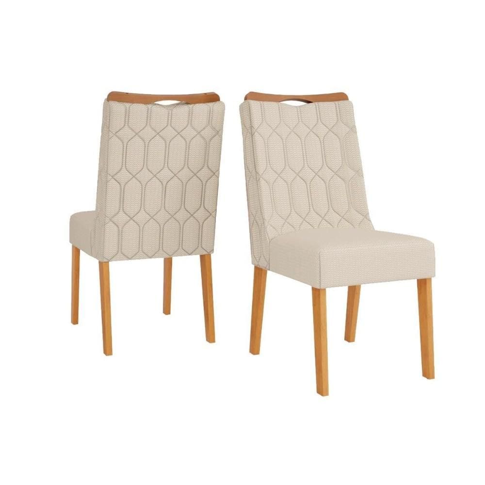 Kit 2 Cadeiras Sala Jantar Bia Cedro/Linho Neve - DJ Móveis