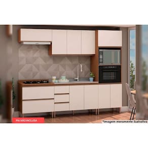 Kit de Cozinha Completa 5 Peças Dália (2Aéreos+2Balcões+1Paneleiro) Ebano/Off White - Genialflex