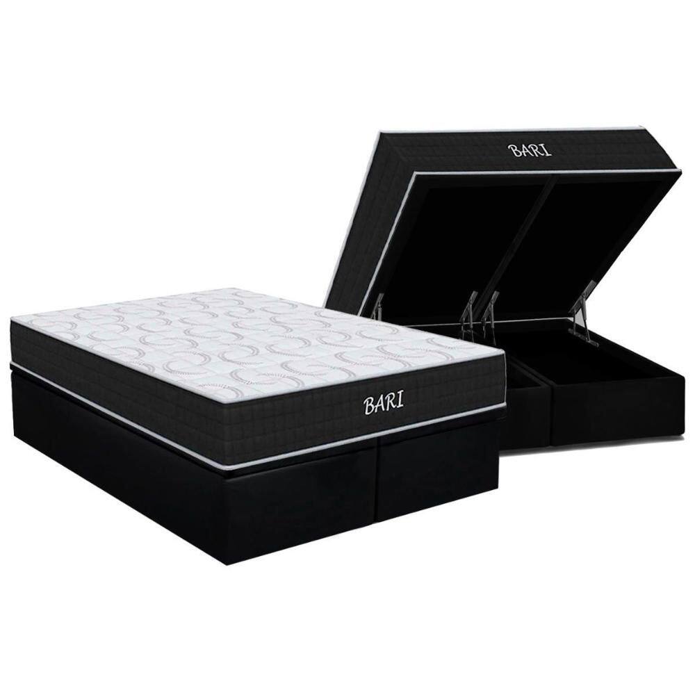 Conjunto Box Baú King: Colchão Molas Orthoflex D45 Bari + Base CRC Suede Black (193x203)