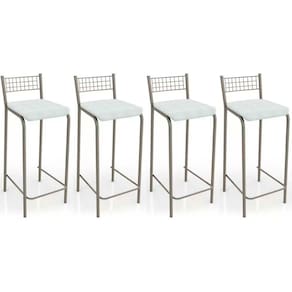 Kit 4 Banquetas Sala Jantar Gênova B705 4 Un Niquel/Branco 106 - Kappesberg
