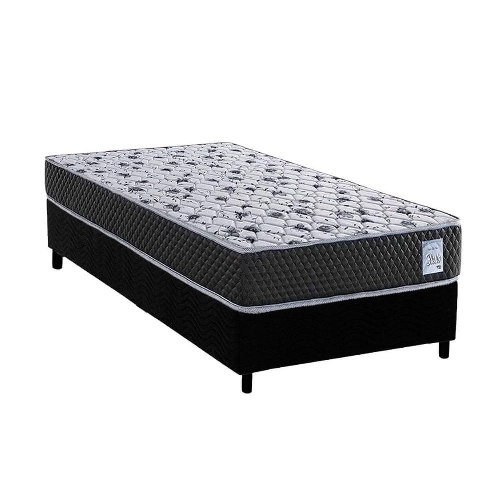 Conjunto Box Solteiro: Colchão Espuma Herval Compact AG 65 / Ag Biello + Base CRC Suede Black (88x188)