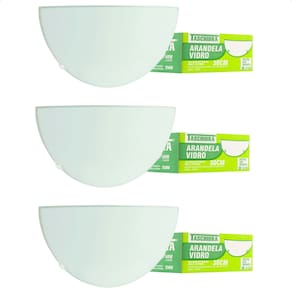 Kit 3 Arandelas Jurerê Vidro Meia Lua E27 Taschibra