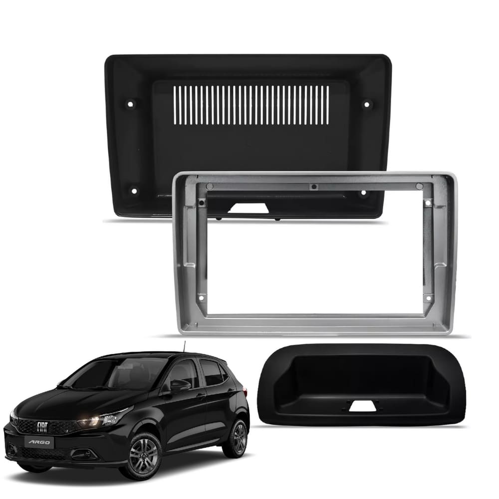 Moldura Multimidia 2 Din Fiat Argo 2018 A 2020 Cor Preto