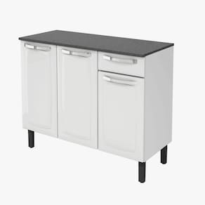 Balcão de Cozinha Rose 3 Portas 1 Gaveta Branco - Rede Móveis