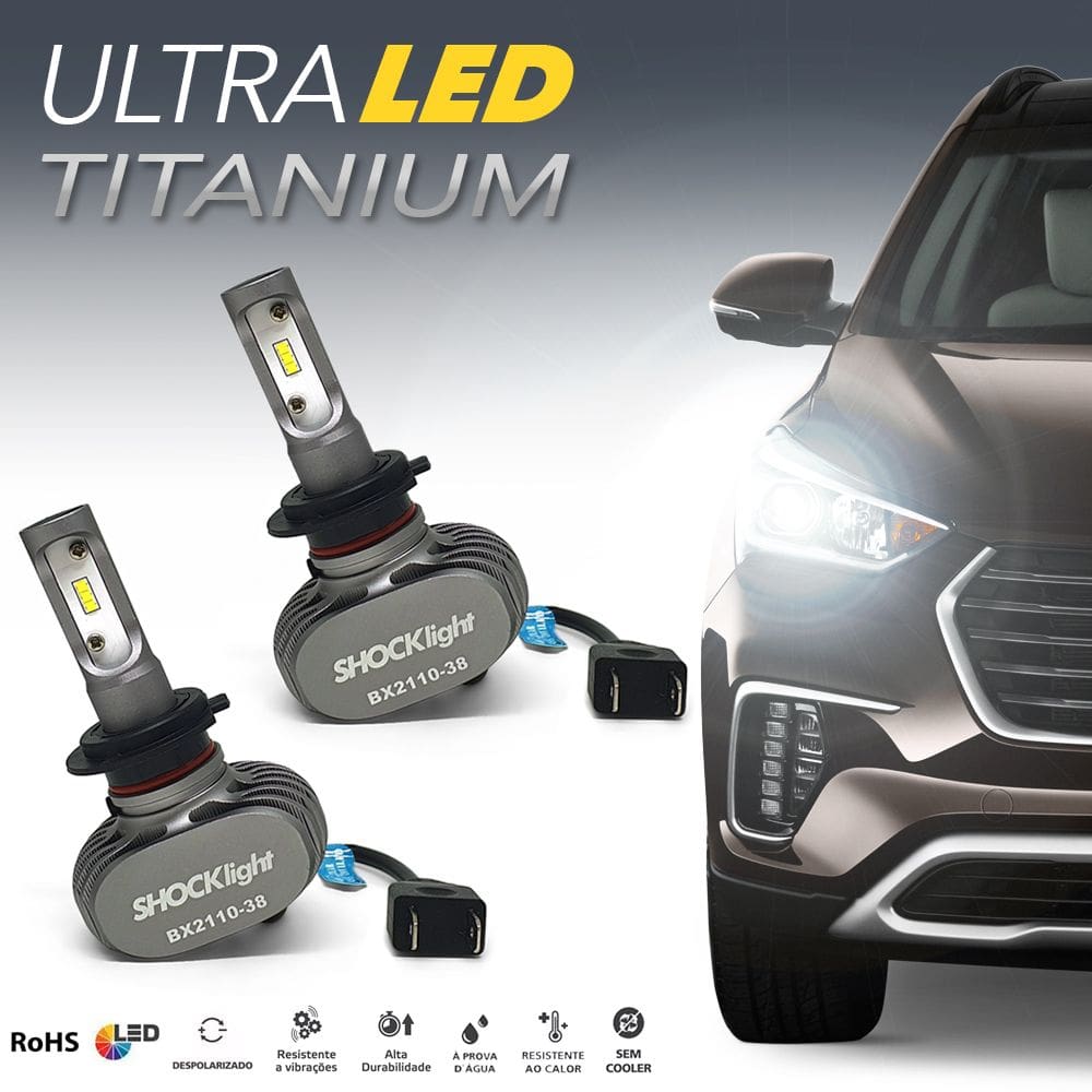 Par Lâmpadas H7 Farol Baixo Crossfox Ultra Led Titanium 10000 Lumens Forte Branco Efeito Xenon 2010 2011 2012 2013 2014 2015