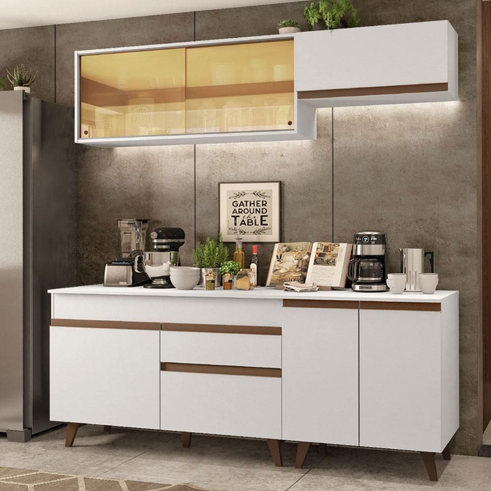 Cozinha Compacta Madesa Reims 190001 com Armário e Balcão - Branco XV