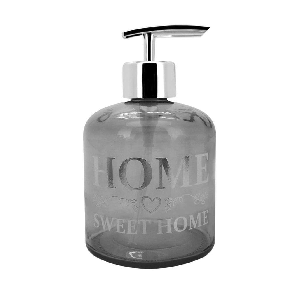 Porta Sabonete Líquido Vidro Sweet Home Fumê e Prata 350ml - Yazi