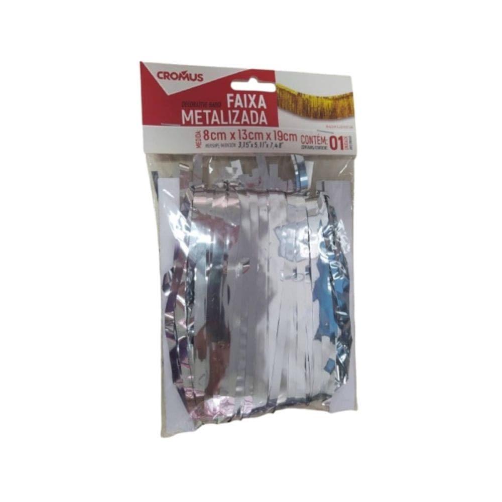 Faixa Metalizada Prata 8x13x19cm Cromus