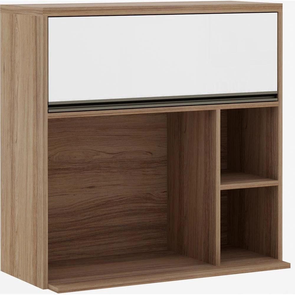 Nicho Microondas Conjugado 1 Porta Branco Laca Com Nicho Lateral Mel Luciane Cozinhas