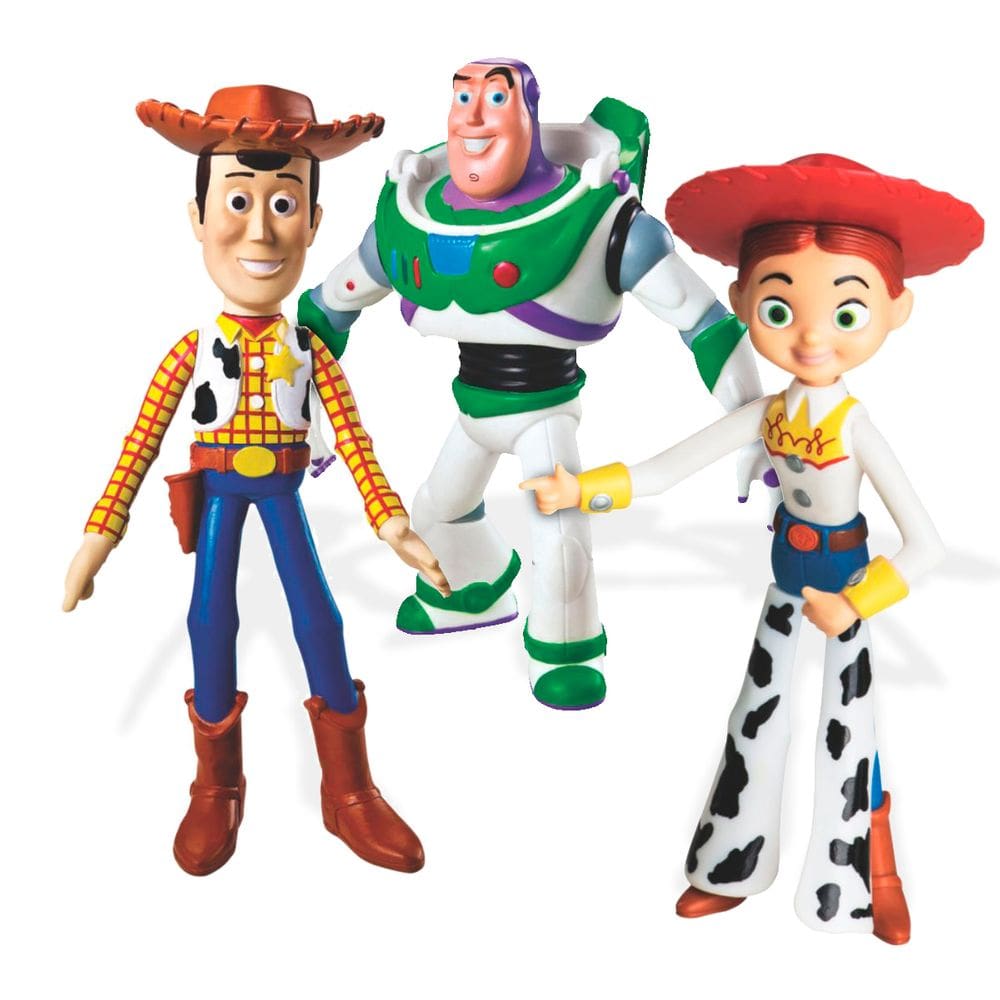 Kit 3 Bonecos Articulados Toy Story Livre de Ftalatos Vinil Lider