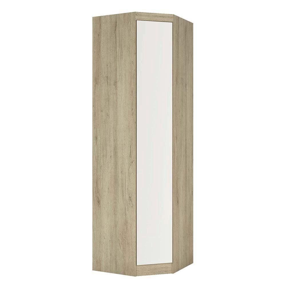 Guarda Roupa 70 Cm Canto Oblíquo Com Espelho 1 Porta 3 Prateleiras Master Luciane Móveis