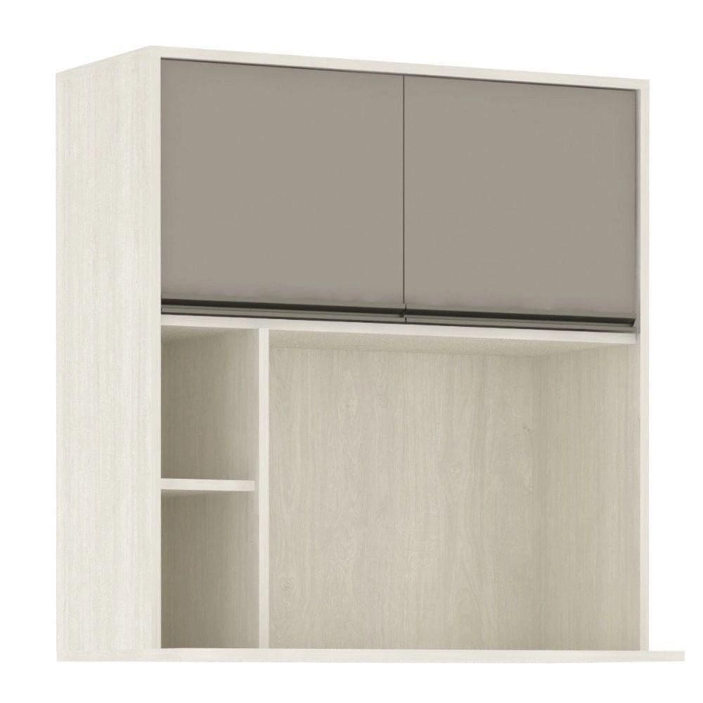 Armário Aéreo De Cozinha 80Cm 2 Portas 4 Prateleiras E Nicho Microondas Linea Luciane Móveis