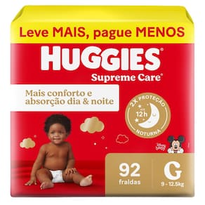 Fralda Huggies Supreme Care Tamanho G 92 Unidades Descartáveis