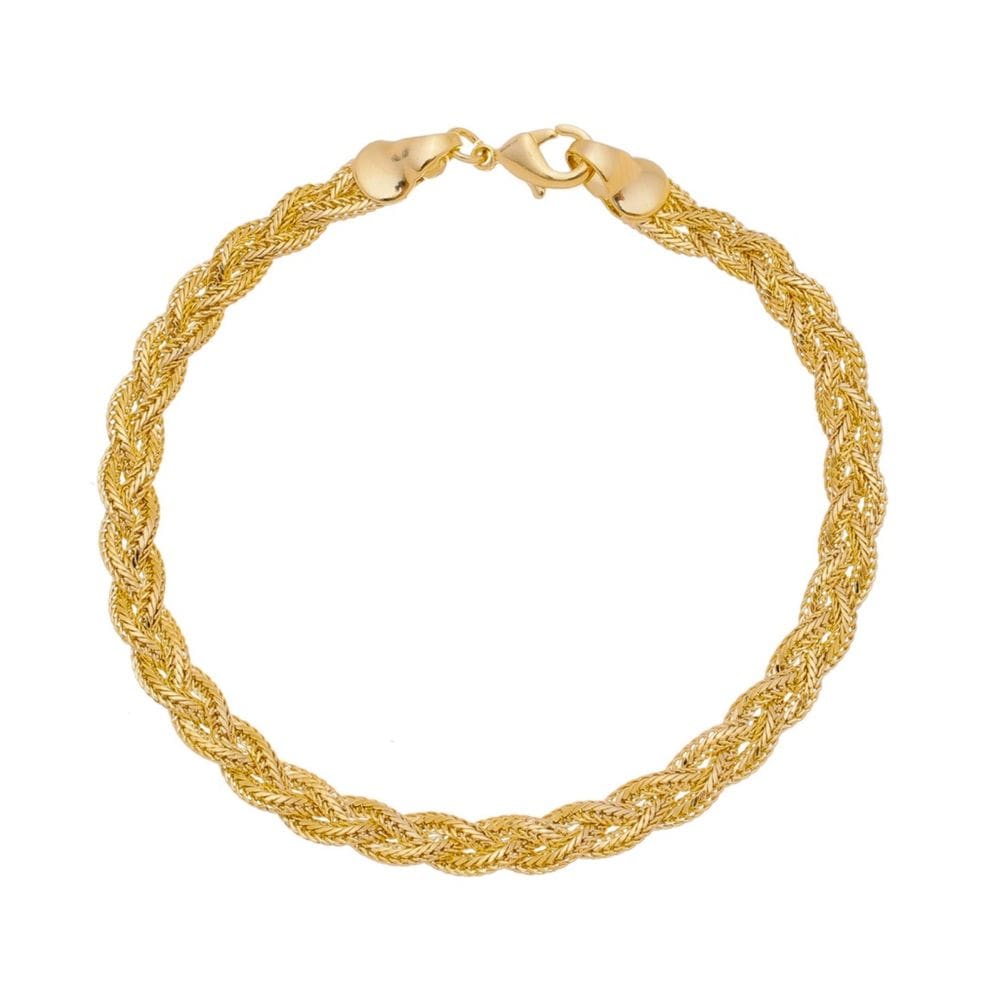 Pulseira Malha Trançada Banhada a Ouro
