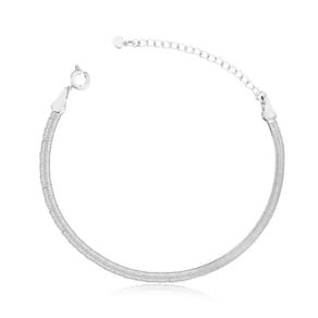 Pulseira Fita Italiana 3 mm Banhada a Prata