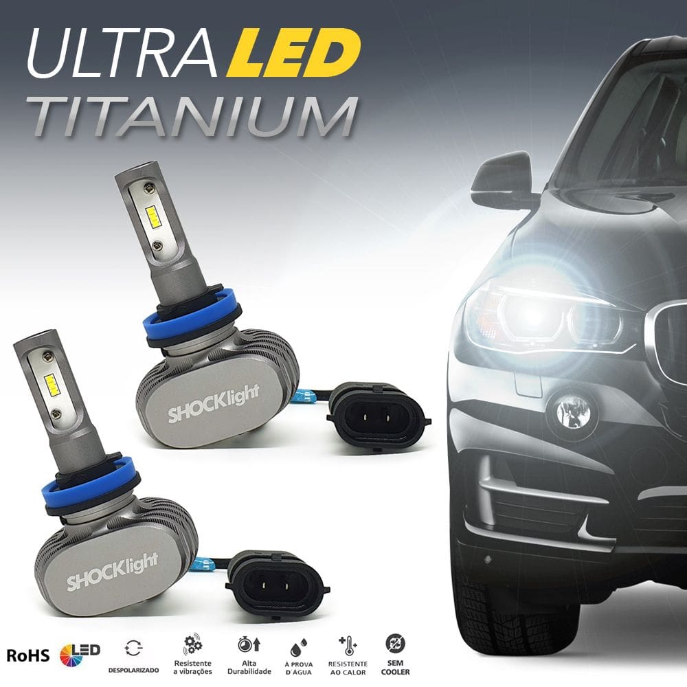 Par Lâmpadas H11 Farol Milha Nissan March Ultra Led Titanium 10000 Lumens Forte Branco Efeito Xenon 2011 2012 2013 2014