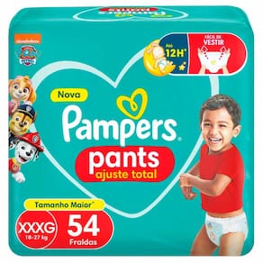 Fralda Infantil Pampers Pants Ajuste Total Tamanho XXXG com 54 Fraldas