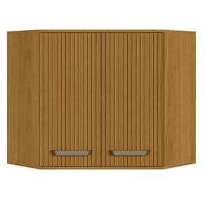 Armário Aéreo De Canto Modulado Para Cozinha Criare 02 Portas Freijo Ripado - Fabrica 1 Móveis