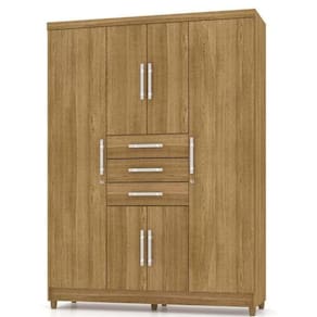 Guarda Roupa Ropeiro Taurus Casal 6 Portas 3 Gavetas Nature - Fabrica 1 Móveis