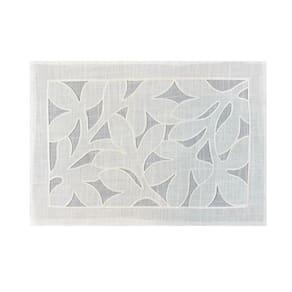 Lugar Americano Retangular Em Tecido Poli-Linho Ricamo 50x35cm Auguri Casa Marmi Branco