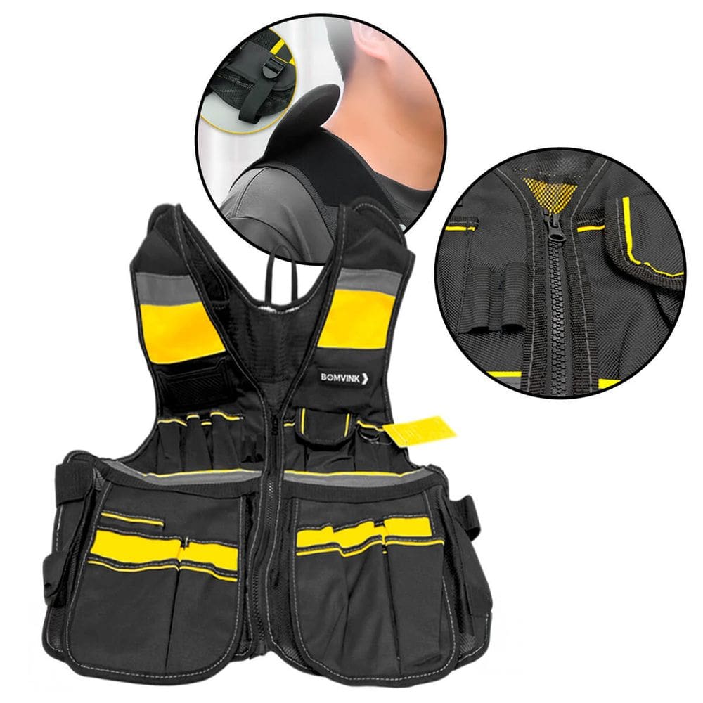 Colete Porta Ferramentas com Bolsos Compartimentos e Refletor