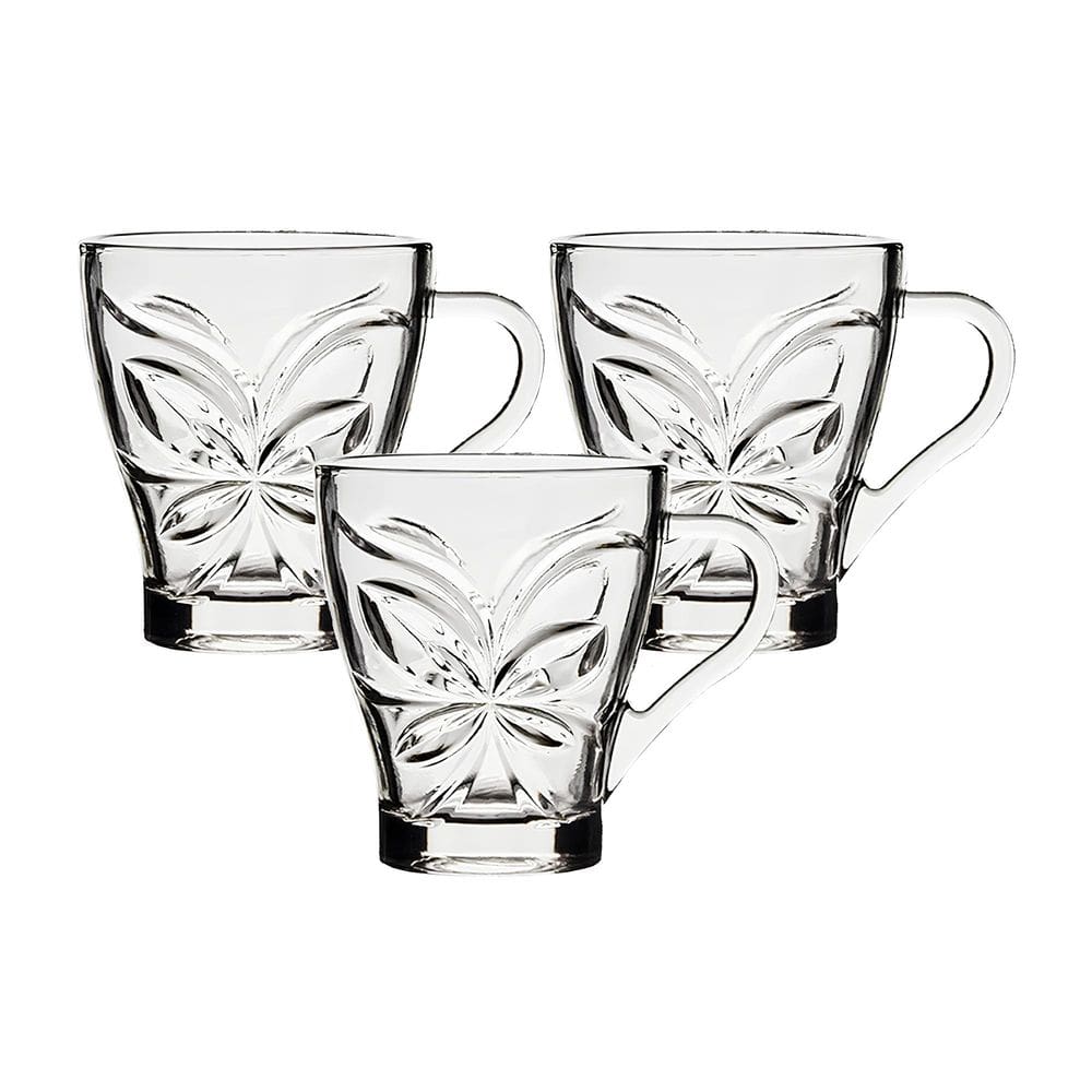 Jogo C/ 3 Canecas de Vidro Windsor Xícara Borboleta 280ml P/ Café e Chá