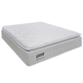 Colchão Casal King Molas Ensacadas Gazin Com Pillow Tower New 193x203x35cm Branco