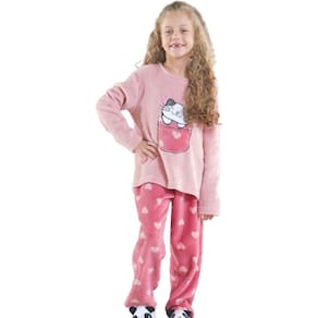 Conjunto Pijama de Plush Infantil Macio Quentinho e Divertido