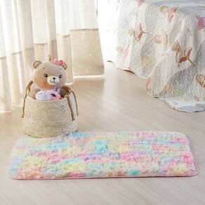 Kit 2 Tapete Infantil Antiderrapante Fluffy Rainbow 50x100cm