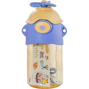 Copo Infantil Hélice Garrafa com Tampa e Canudo 700ml