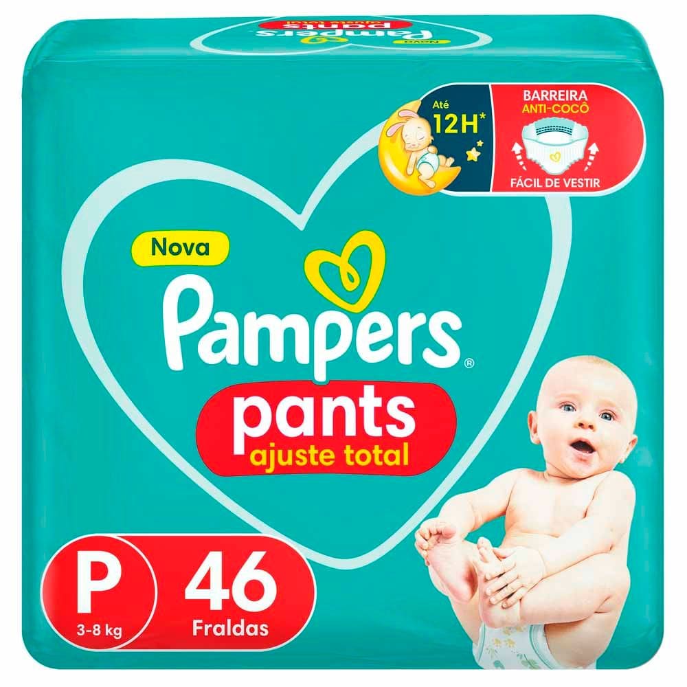 Fralda Infantil Pampers Pants Ajuste Total Tamanho P com 46 Unidades
