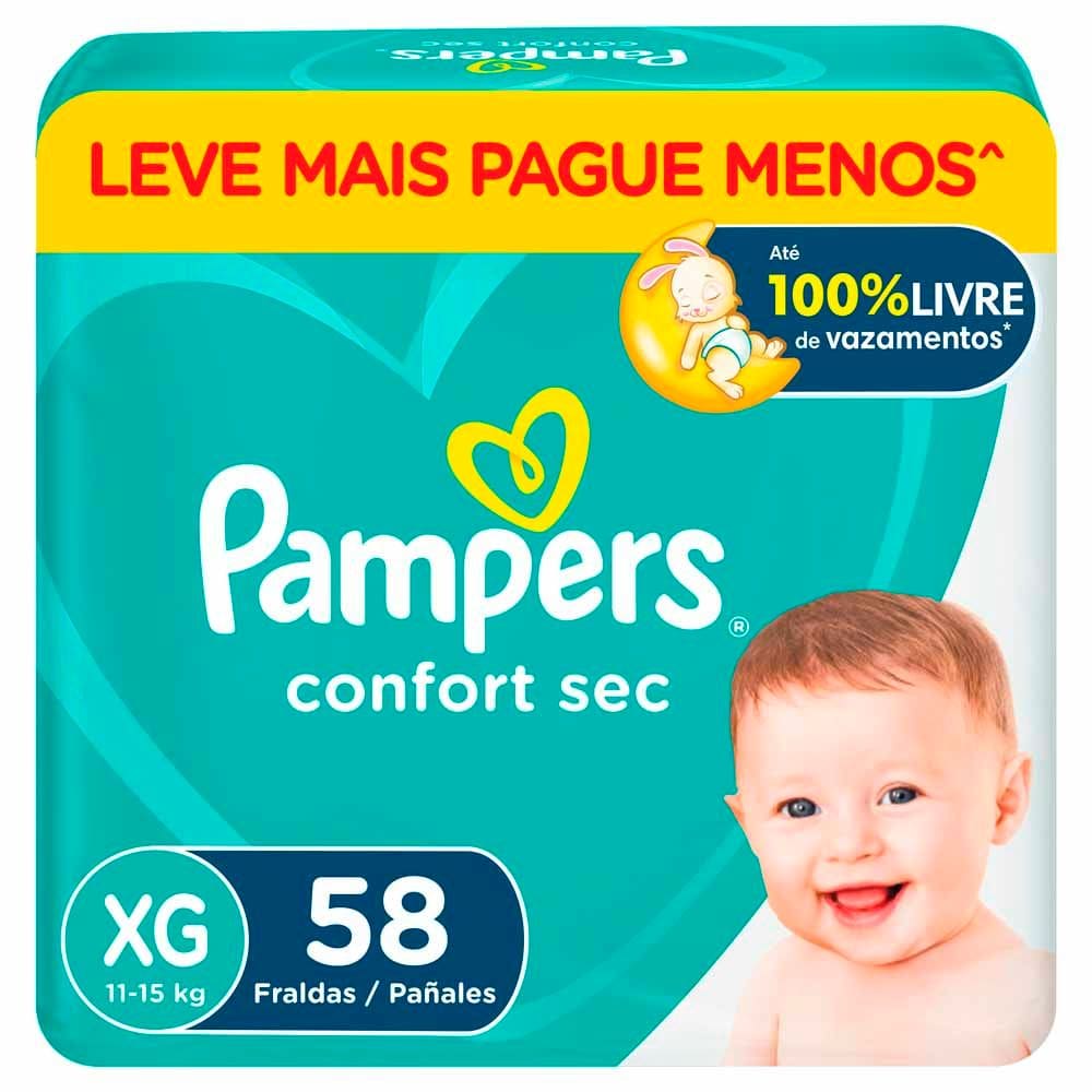 Fralda Infantil Pampers Confort Sec Tamanho XG Com 54 Fraldas