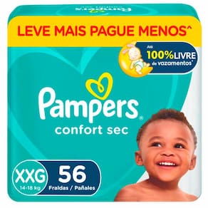 Fralda Infantil Pampers Confort Sec Tamanho XXG com 56 Fraldas