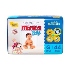Fralda Turma da Mônica Baby Mega Tamanho G 44 Unidades Descartáveis