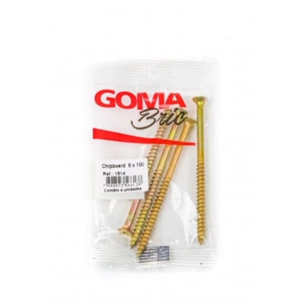 Kit Parafuso Chipboard Goma 6 x 100 mm com 4 Peças