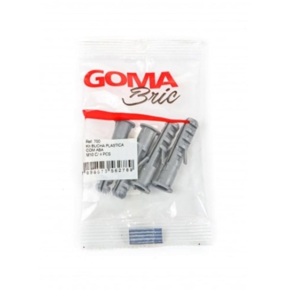 Kit Bucha Plástica com Aba M10 Goma com 4 Peças