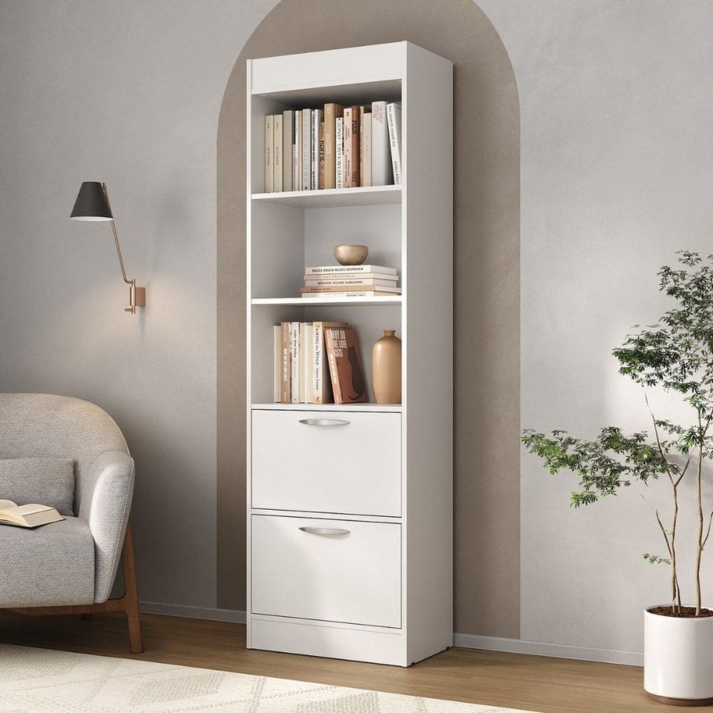 Livreiro Organizador Vegas Escritório Estante para Livros com 2 Portas e 2 Prateleiras Branco